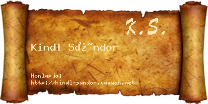 Kindl Sándor névjegykártya