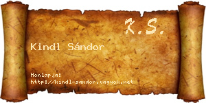 Kindl Sándor névjegykártya